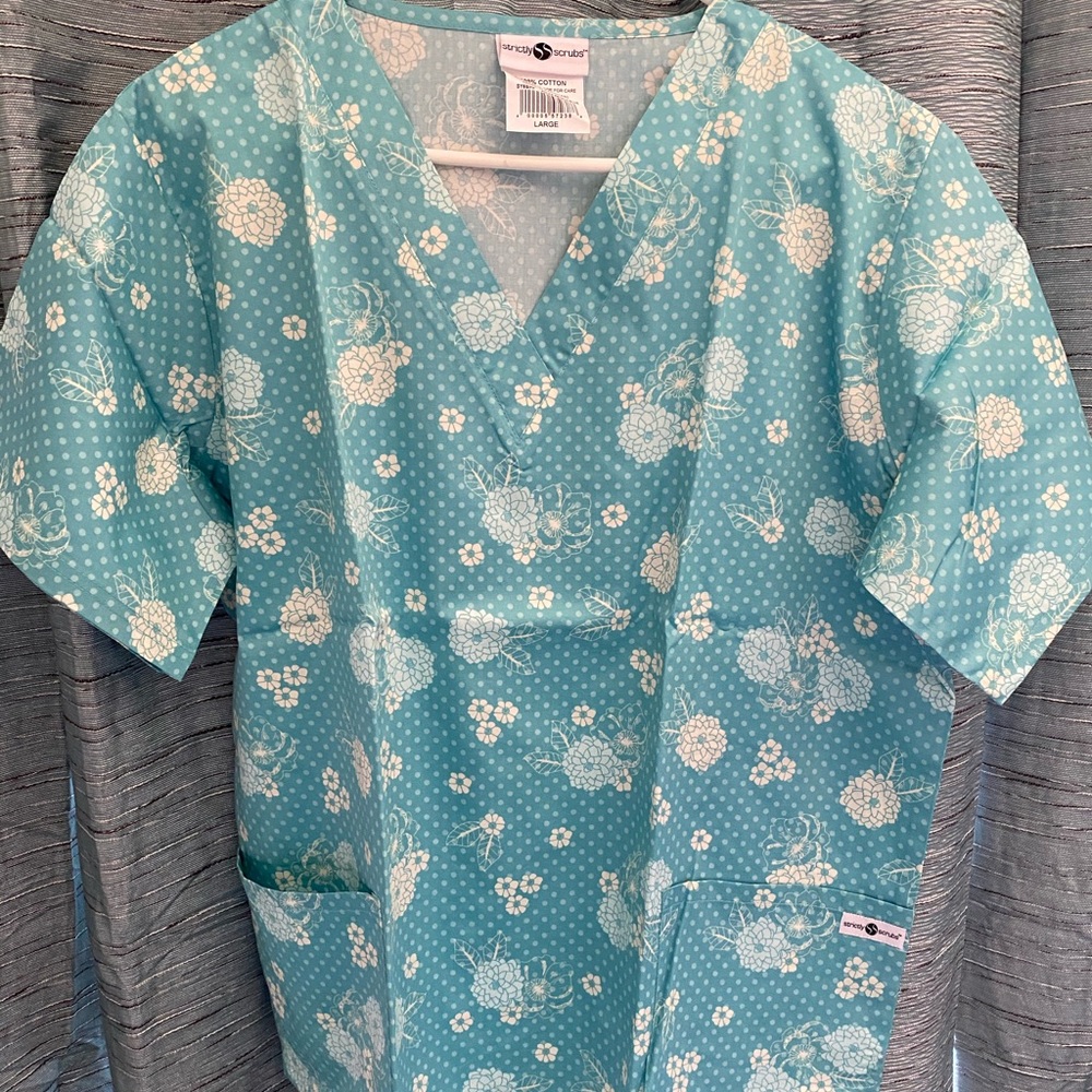 Woman’s Polka Petals Blue Scrub